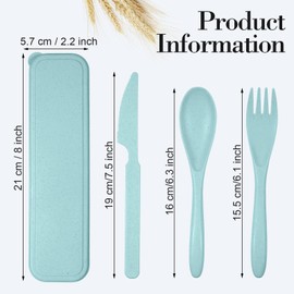 Yahenda 77 Sets Reusable Travel Utensils Set with Case Wheat Straw Cutlery Portable Spoon Knife Fork Tableware Set Lunch Box Bulk for Operation Christmas Adults Travel Picnic (Bright Color)