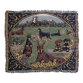 Gone Doggin Doberman Pinscher Blanket Throw #2 – Exclusive Dobe Art in Tapestry for Dog Lovers - Doberman Pinscher Dog Breed Gifts