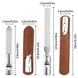 Mabor Stainless Steel Professional Nail File, Pack of 2, Double-Sided Nail Files, Natural Nails, Reusable Nail File, Manicure Files with Leather Case, Files Nails for Manicure, Natural Nails for Home,