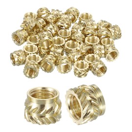 sourcing map Knurled Insert Nuts, 50pcs M5 x 5mm L x 7mm OD 3D Printing Brass Nuts Female Threaded Inserts Brass Heat Set Insert Embedment Nuts