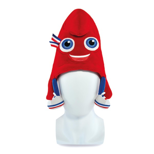 Doudou et Compagnie - Licence JO Paris 2024 Olympique et Paralympic Games - Padded Mascot Hat, JO2433, Red, One Size
