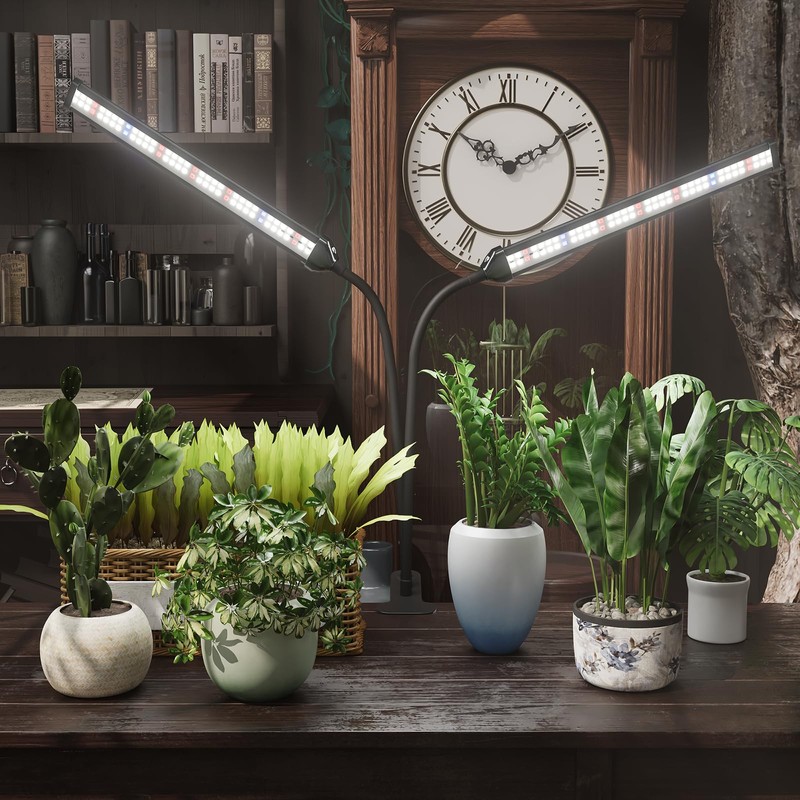 GooingTop Grow Light LED Gooseneck Lamp,Dual-Head White Full Spectrum 148