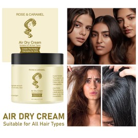 ROSE & CARAMEL No Heat Air Dry Cream, New Hair Styling Cream,Complete Air Dry Cream, Smoothens and Defines Hair,Hair Styling Creams for Curly, Wavy & Straight Hair for All Hair Types