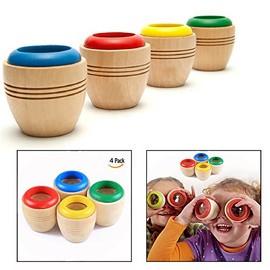 OFKPO Set of 4 Children's Wooden Kaleidoscope, Mini Kaleidoscope Toy, Puzzle Toy