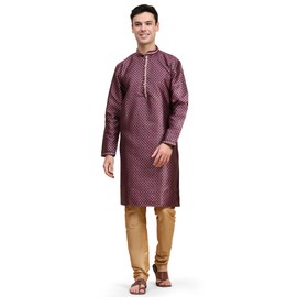 SKAVIJ Men's Indian Ethnic Traditional Kurta Pyjamas, Purple