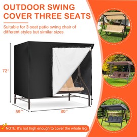 Skyrun Porch Swing Cover, Waterproof 420D Oxford Fabric, All-Weather Protection for Outdoor Swing, Hammock, Glider Chair 80x59x72 Inch