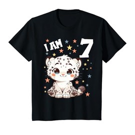 Kids 7 Years old 7 birthday Snow Leopards Boy girl Snow Leopard T-Shirt