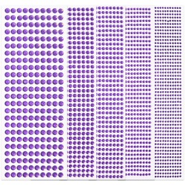 3555 Pieces Face Gem Stickers Self Adhesive Rhinestone Stickers for Crafts 3/4/5/6/8 MM Face Jewels Stickers Diamond Nail Gems Stick on for Face Eye Hair Body Makeup DIY Craft 5 Sizes (Purple)