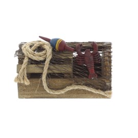 The Bridge Collection Lobster Trap Coastal Decor - Lobster Trap Figurine with Buoy - Ocean Inspired Beach House Display Piece - Nautical Shelf or Mantel Accent Piece