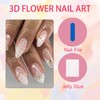 Shimmerz 24 Pieces Almond Styling Nails White Ombré with 3D