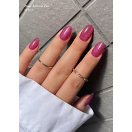 AutyaMee Semi Cured Gel Nail Strips (Plum Red Cat Eye), Purple, 20 Pcs Gel Nail Wraps, Stickers, UV Light Required, Salon Quality, Long Lasting