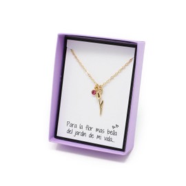 Collar de Flor Tulipan en Chapa de Oro de 22K para Dama, Regalo para Pareja, Regalo de Aniversario