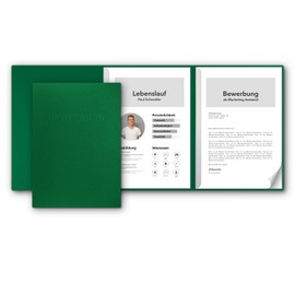 Pack of 10 3-Part Application Folders Green Favourite with 2 Spine Bars Very Sturdy 350 g/m² Natural Cardboard with Impressive Relief Embossing STRATAG