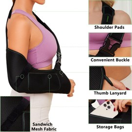 KONSEDIK Arm Sling Shoulder Injury Immobilizer for Men&Women,Medical Sling with Shoulder Pad for Rotator Cuff Injury,Support Brace for Arm,Wrist, Elbow,Clavicle Fracture Post-Surgery(Large)
