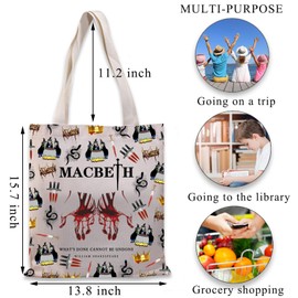 BDPWSS Lady Theater Tote Bag Theater Literary Gift Shakespeare Fan Travel Pouch Bookish Gift Book Lover Gifts (Macbe 1606 TG)