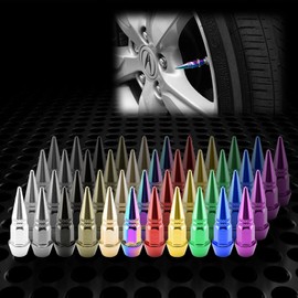 JDMBESTBOY 4PCs Black Long Spike Tire Valve Stem Caps Metal Thread Wheel Tires TVC20