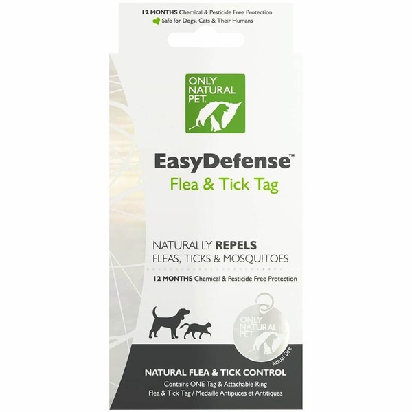 Only Natural Pet Easy Defense Tickless Flea & Tick Tag - Pest & Mosquito Repellent Shield for Dogs & Cats - Attach to Collar for Long-Lasting Prevention - Full Year Protection with a Single Tag