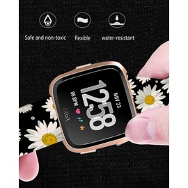 ANDRIU Compatible with Versa 4/Versa 3/Sense/Sense 2 Band for Women Girl, Cute Fadeless Replacement Sport Band Strap for Versa 4/Versa 3 Smartwatch(White Daisy)