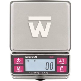 Truweigh LUX Digital Mini Scale (1000g x 0.1g, Black/Red) - Digital Kitchen...