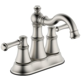 Centerset Bathroom Sink Faucet 2 Handle 4 Inch 360° Swivel Spout Lavatory Faucets with Pop-up Drain Brushed Nickel Finish DF-2581-BN