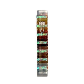 My Glass Expressions Jewish Mezuzah Premium Glass Mezuzah Case House Blessing – Exquisite Handmade Craftsmanship Mezuzah Scroll Not Included (Brown, Honeycomb)