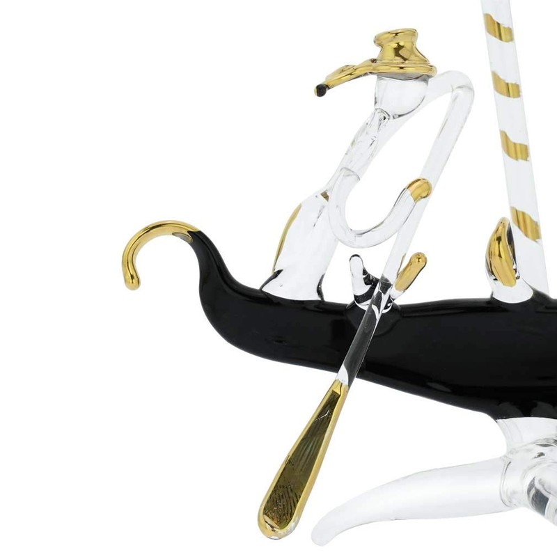 GlassOfVenice Murano Glass Flat Gondola with Gondolier