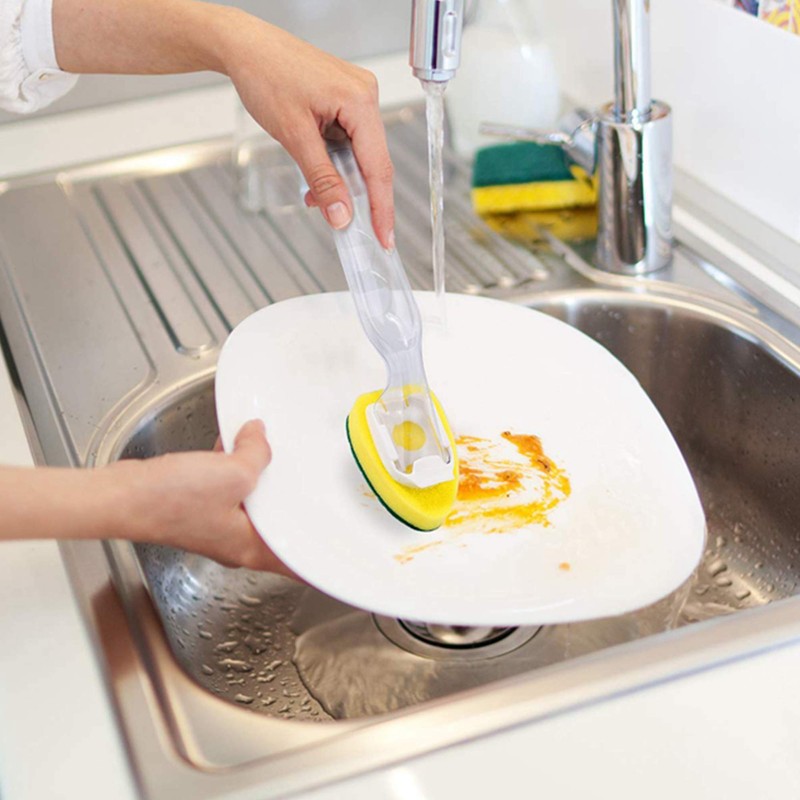 Kitchen Sink Cleaning Brush Portable Dish Wall Sponge Pads Dish