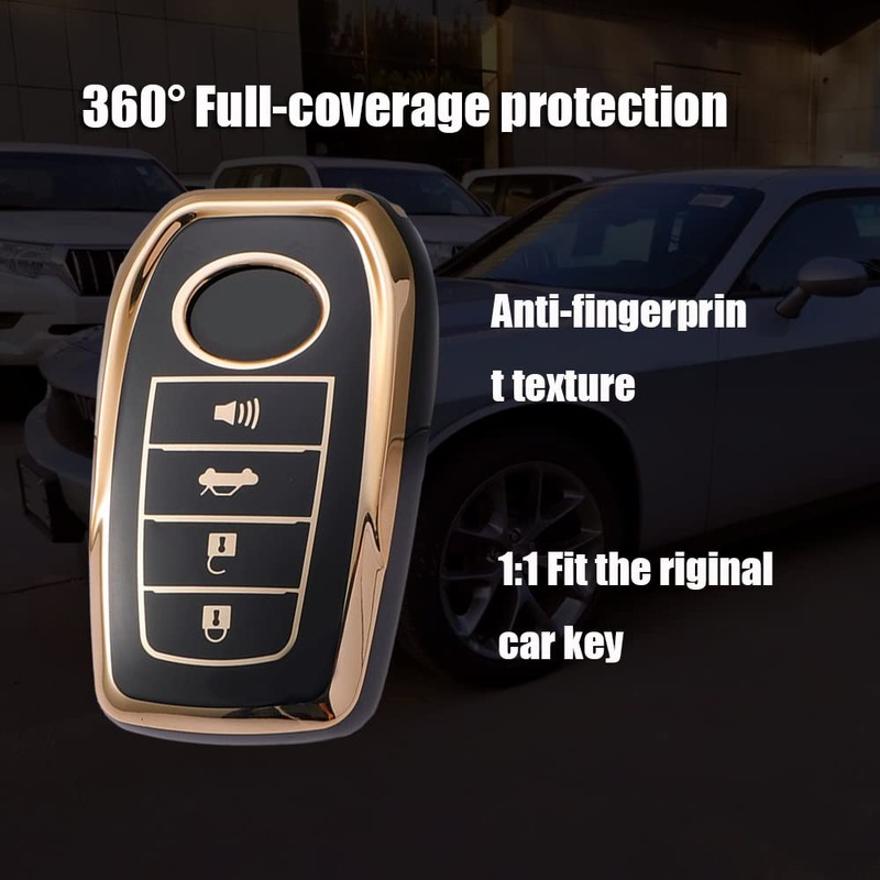 ontto 4-button Key Fob Cover with Keychain Compatible with Toyota