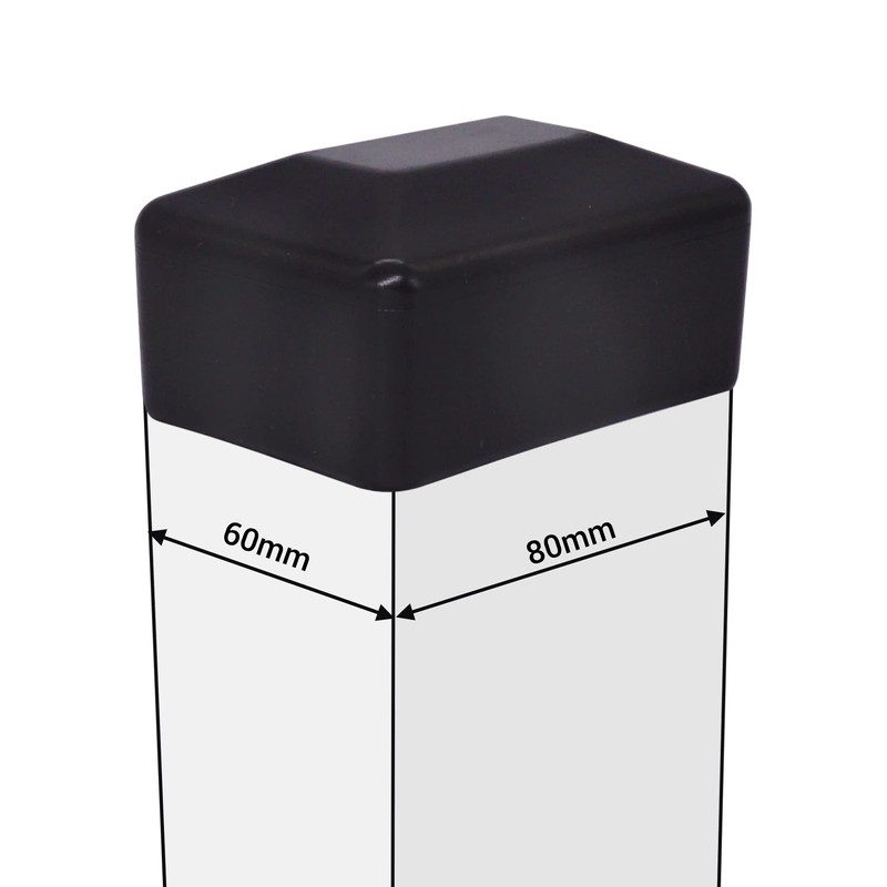 SKIR'CO Pack of 2 Fence Post Caps, Rectangular Black Plastic