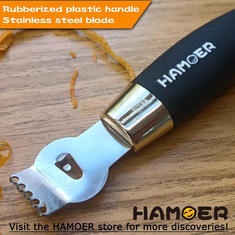 HAMOER Lemon Zester Tool with Channel Knife Citrus Twist Making