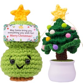 Mwmoeen Christmas 2 Pieces Positive Potato, Pocket Hug Positive Potatoes, Knitting Wool, Emotional Support, Santa Claus, Cucumber, Deer, Snowman, Courage, Christmas Gift, Decoration