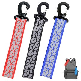 Drawheart Reflective Stickers [3-Piece Set] Nighttime Reflective Tape Reflective Backpack Pendant Safety Carabiner Reflective Strap Carabiner Attached Portable and Durable Suitable for Children to