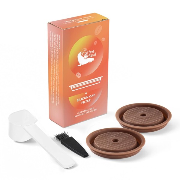 The Coffee Seal 2 cápsulas de café reutilizables recargables para cápsulas de VERTUOLINA y VERTUO, compatible con cápsulas NESPRESSO VERTUOLINE y VERTUO, 2 discos (naranja)