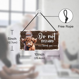 Putuo Decor Cute Highland Cow "Please Knock" & "Do Not Disturb" Reversible Door Sign Fun Rustic PVC Door Decoration for Kids’ Rooms, Offices, Nurseries, Bedroom, Meeting Room