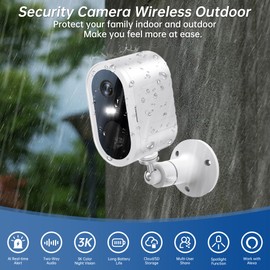Noaheye Security Cameras Wireless Outdoor,Battery Powered 2K Cameras for Home Security Outdoor & Indoor 2.4G WiFi Surveillance AI Motion Detection Color Night Vision 2 Way Audio IP66 Waterproof