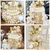 16th Birthday Decorations for Girls, Boho Sand White Gold Balloons,