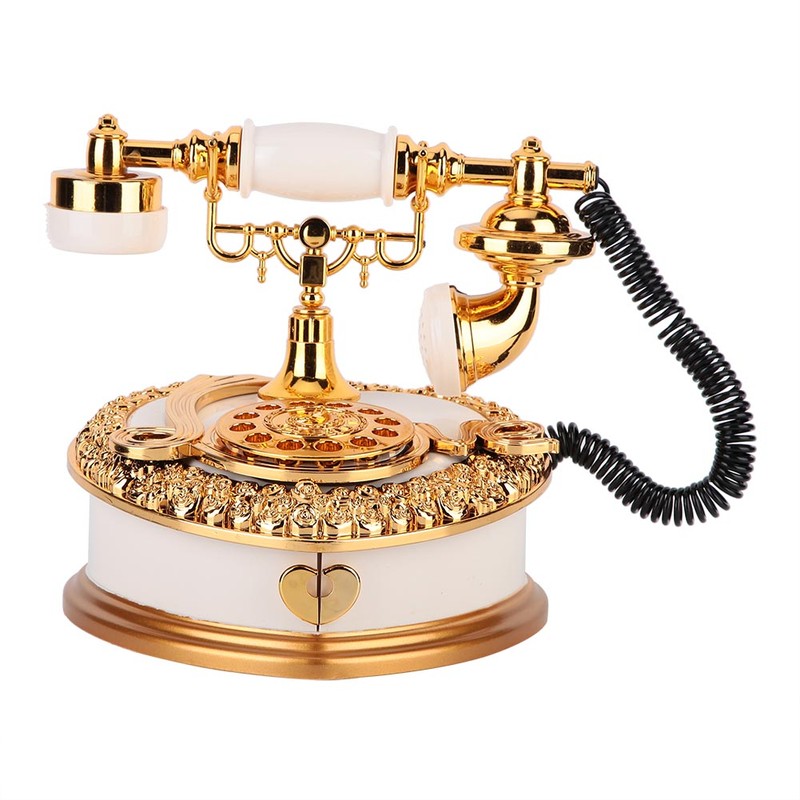 Heart Telephone Shaped Plastic Music Box Jewelry Case Home Decor