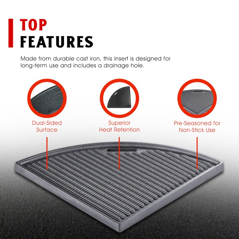 Craycort Cast Iron Griddle Hotplate Insert, Fits 22.5" Grills, Pre-Seasoned
