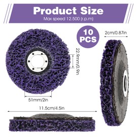 10Pack Strip Discs Stripping Wheel, Purple Wire Strip Disc Wheel for Angle Grinder, Paint Strips Grinder Discs for Clean and Remove Paint, Rust Welds, Oxidation，4-1/2'' x 7/8''