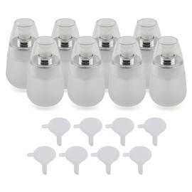 Kesell 8 unidades de 30 ml 1 oz vacío vacío bomba de vidrio esmerilado prensado botella en forma de huevo frasco prensado borde plateado contenedor cosmético con tapa transparente y embudo para emulsión de loción esencia facial