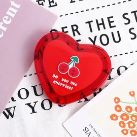 2 Pcs Mini Double-Sided Folding Makeup Mirrors Heart-Shaped Cosmetic Mirrors Foldable Compact Mirror Travel Makeup Mirror for Girls Gift