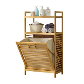 Baveke Laundry Hamper with 2-Tier Shelves & Tilt Out Basket, Laundry Baskets Organizer Hampers Bathroom Storage Shelf for Laundry Room, Bathroom, Nursery, Bedroom, Guest Room, Closet (2 Tier - Large)