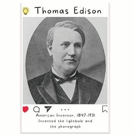 Thomas Edison Famous Inventor Classroom Poster - Science Class Poster - 12 x 18 Inch - Classroom Decor - Classroom Must Haves - Back To School Decor - CPS0643