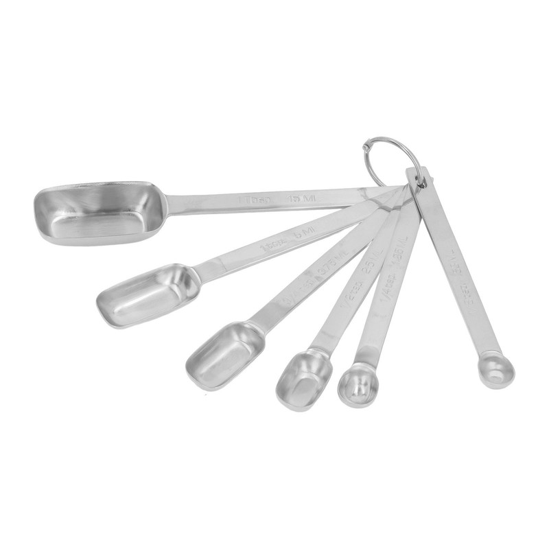 6PCS Rectangle Measuring Spoon Set Stainless Steel Accurate Clear Marking