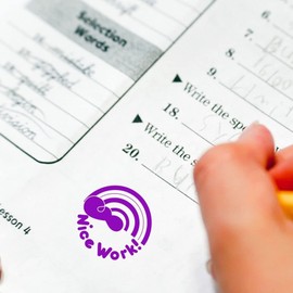 Teacher Stamp | Education Marking Stamp | Reward Stamps for School - Nice Work Rainbow