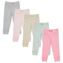 Cudlie 5-Pack Baby Girls Joggers - Lounge Pants, Active Sweatpants Sweats - Drawstring Joggers for Girls, Size 18M