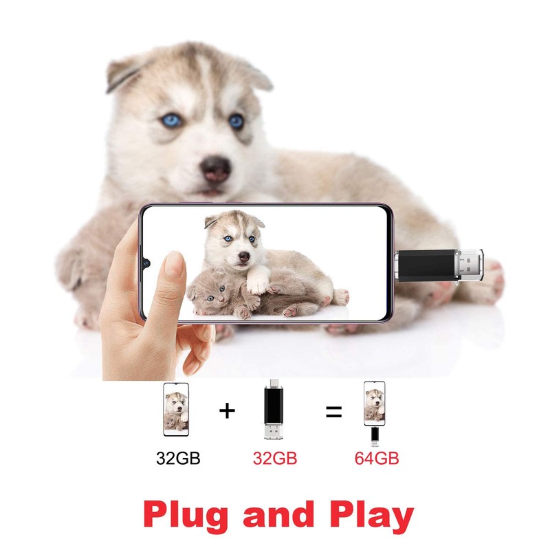 Vansuny 3 Pack 32GB USB C Flash Drive 2 in