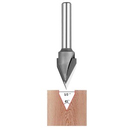 SpeTool 45 Degree V Groove Router Bit Carbide Tip V Bit with 1/4 Shank 1/2 Inch Cutting Diameter CNC Woodworking Engraving Carving Bits