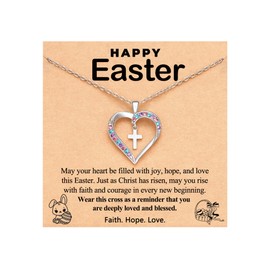 BxkSky Easter Basket Stuffers Gifts for Kids Tween Teen Girls Christian Religious Easter Essentials Decorations Decor Necklace