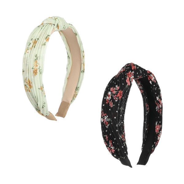 2Pcs Floral Headbands for Women | Floral Pattern Top Knotted